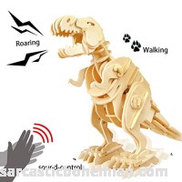 ROKR DIY 3D Walking T-rex Wooden Puzzle Game Assembly Sound Control Dinosaur Toy Gift for Children Adult B07NQB7B95